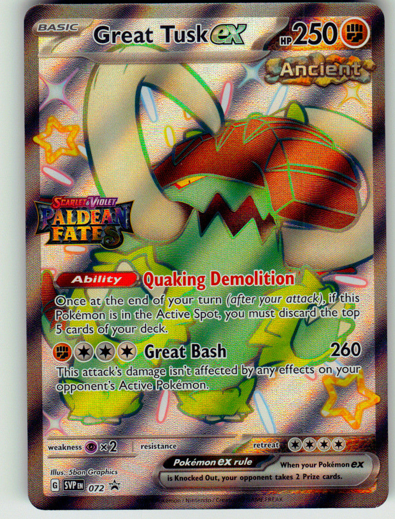 Great Tusk ex - 072 (Paldean Fates Stamped) | Near Mint / English / Holofoil