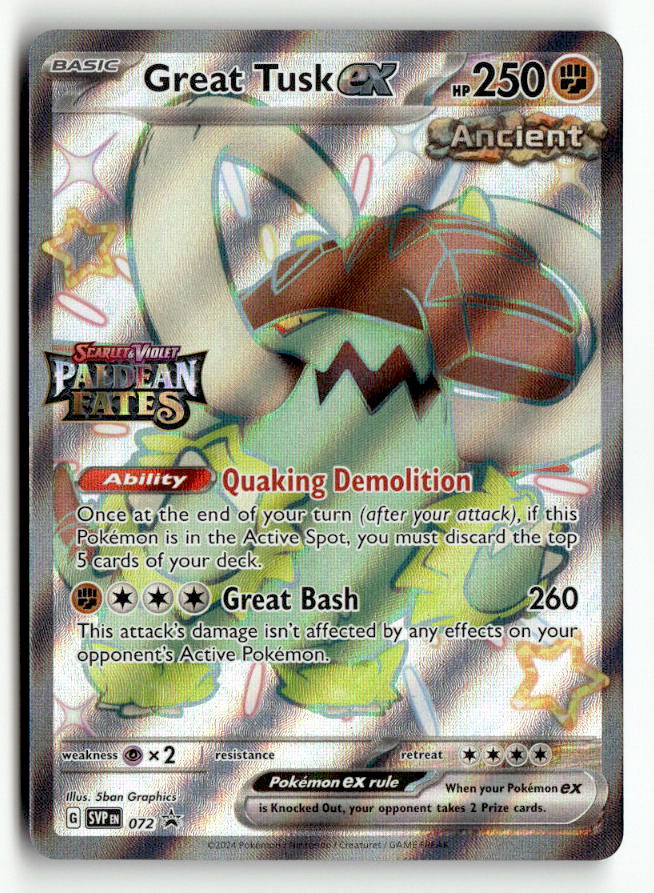 Great Tusk ex - 072 (Paldean Fates Stamped) | Near Mint / English / Holofoil