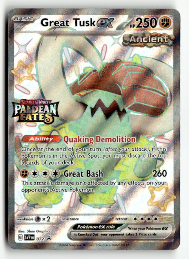 Great Tusk ex - 072 (Paldean Fates Stamped) | Near Mint / English / Holofoil