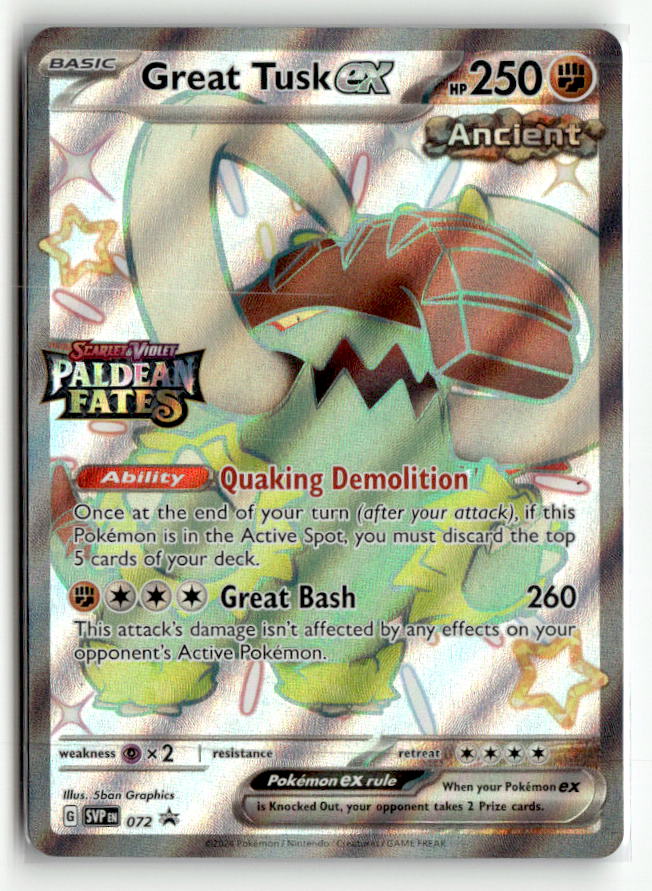 Great Tusk ex - 072 (Paldean Fates Stamped) | Near Mint / English / Holofoil