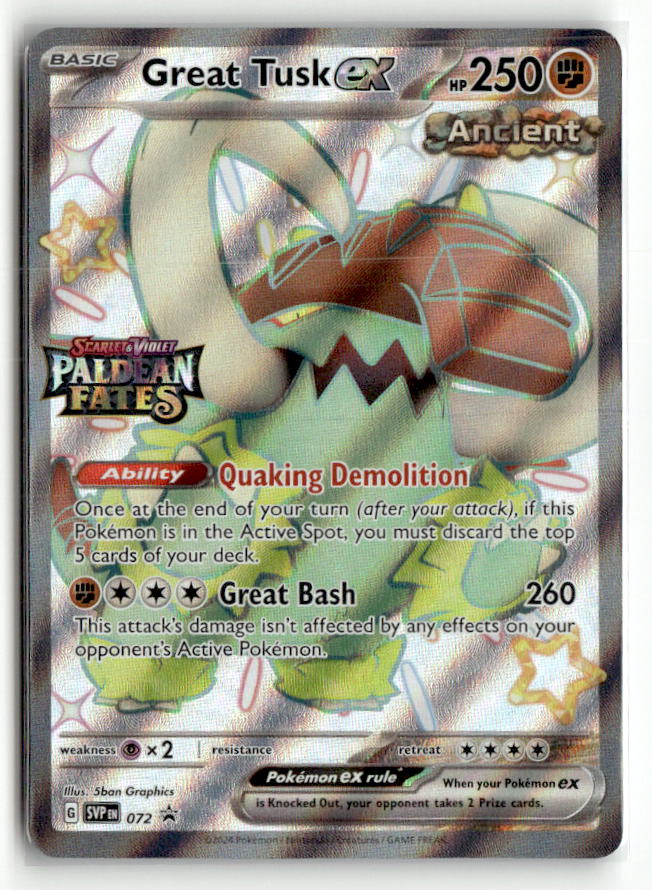 Great Tusk ex - 072 (Paldean Fates Stamped) | Near Mint / English / Holofoil