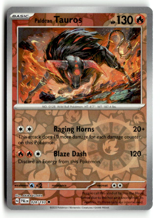 Paldean Tauros - 028/193 | Near Mint / English / Reverse Holofoil