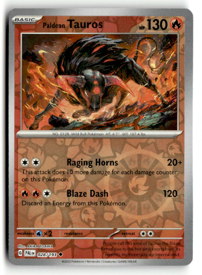 Paldean Tauros - 028/193 | Near Mint / English / Reverse Holofoil